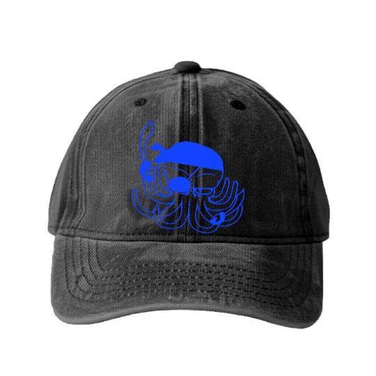 Octopus pirate crew captain sailor buccaneer sail Washed Denim Baseball Caps