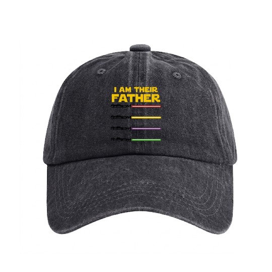 I Am Their Father Washed Denim Baseball Caps