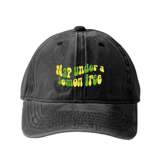 Nap Under a Lemon Tree Retro Design Washed Denim Baseball Caps