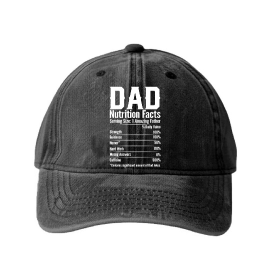 DAD Nutrition Facts Washed Denim Baseball Caps