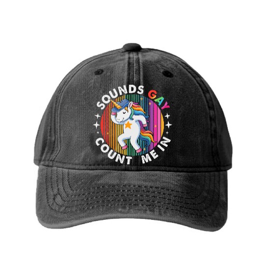 Dancing Unicorn Cowboy Hat Washed Denim Baseball Caps