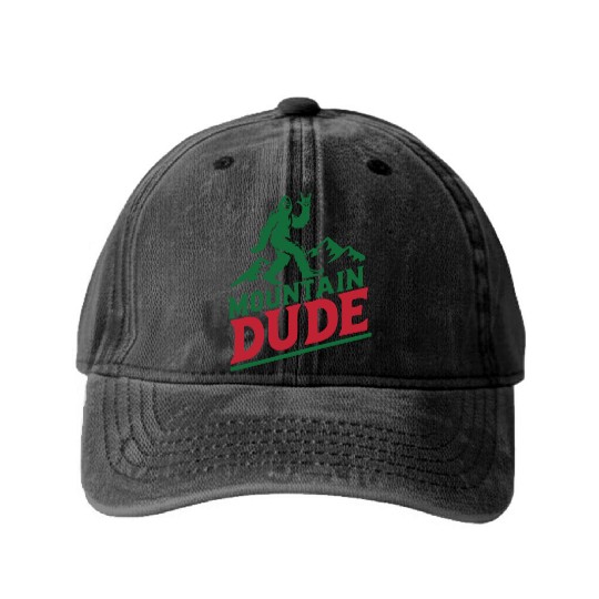 Mountain Dude Bigfoot Hiker Bigfoot Camp Washed Denim Baseball Caps