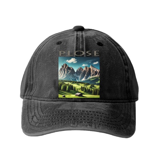 Plose Dolomites Tirol vacation climbing hiking Washed Denim Baseball Caps