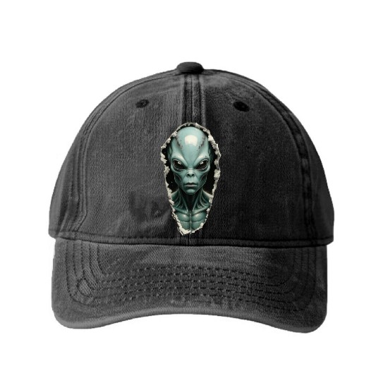 Alien Within Washed Denim Baseball Caps