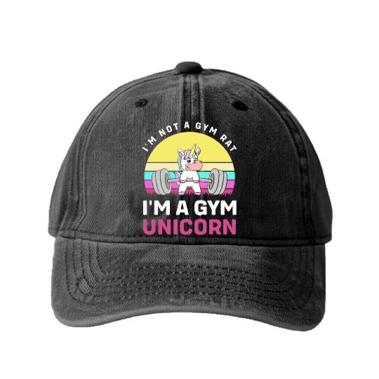 Bodybuilding Gym Unicorn Washed Denim Baseball Caps