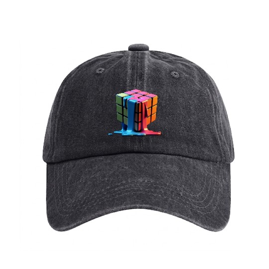 Rubiks Cube Washed Denim Baseball Caps