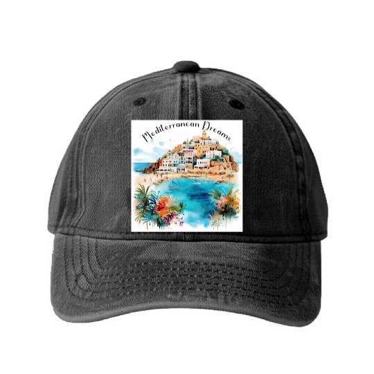 Mediterranean Dreams Washed Denim Baseball Caps