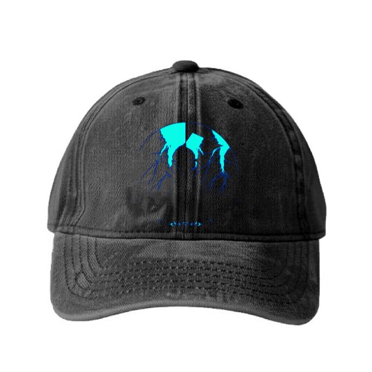 Royal Blue Lightning shadow Washed Denim Baseball Caps