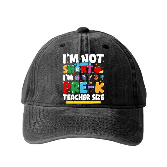 Pre K Teacher Back To School Pre kindergarten Washed Denim Baseball Caps