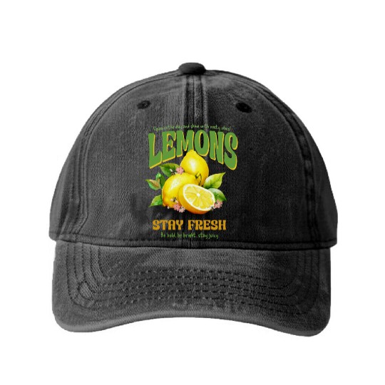 Squeeze the Day Lemon Vibes — Stay Fresh & Juicy Washed Denim Baseball Caps