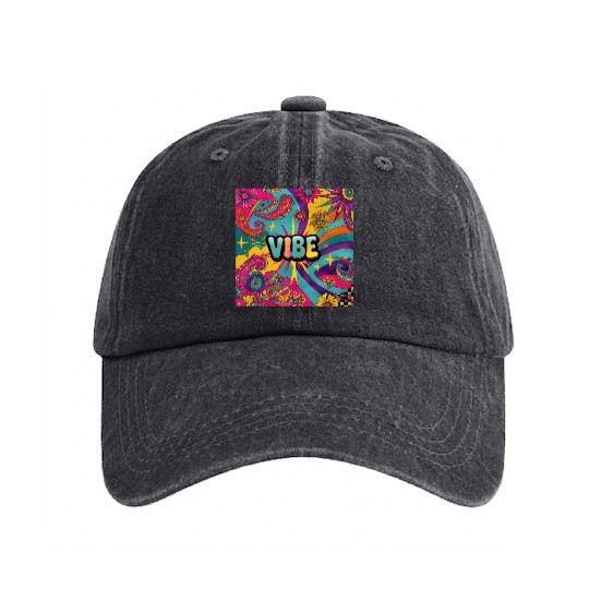 Stay Wild - Psychedelic Boho 70s Vibes Washed Denim Baseball Caps