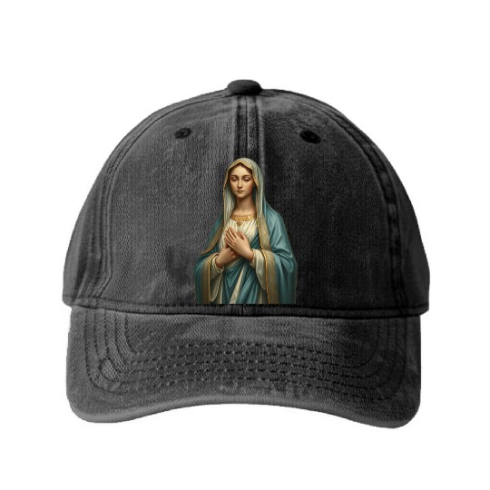 Madonna and Child Divine Embrace Washed Denim Baseball Caps