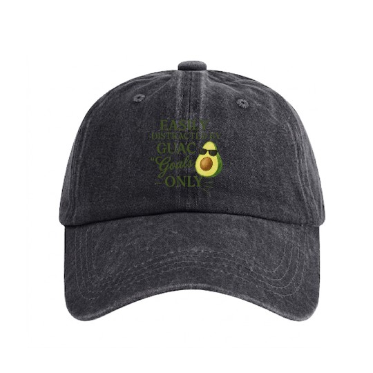 easily distracted by guac goals only AI 1 Washed Denim Baseball Caps