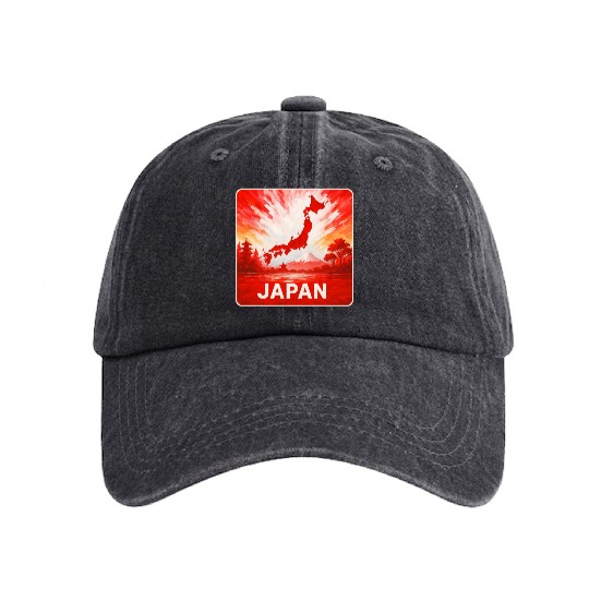 Japan - Land Of The Rising Sun Washed Denim Baseball Caps