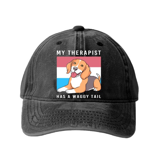 Therapy Dog Lover Psychology Therapist Washed Denim Baseball Caps