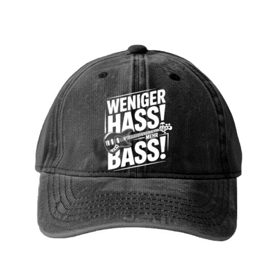 Weniger Hass, Mehr Bass! Washed Denim Baseball Caps