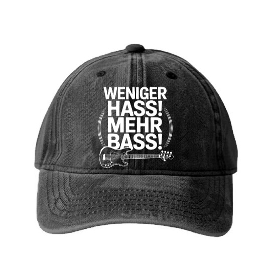 Weniger Hass, Mehr Bass! Washed Denim Baseball Caps
