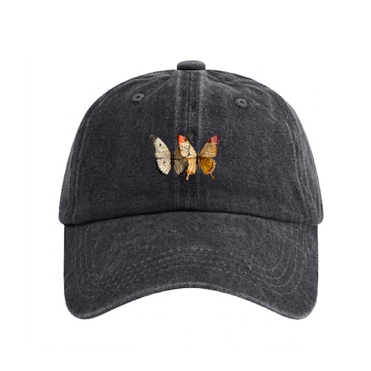 Collage Art Butterflies unique Butterfly Fan Washed Denim Baseball Caps