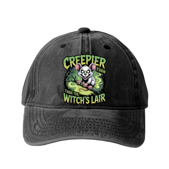 Creeper Mouse in Witch's Lair Design Washed Denim Baseball Caps