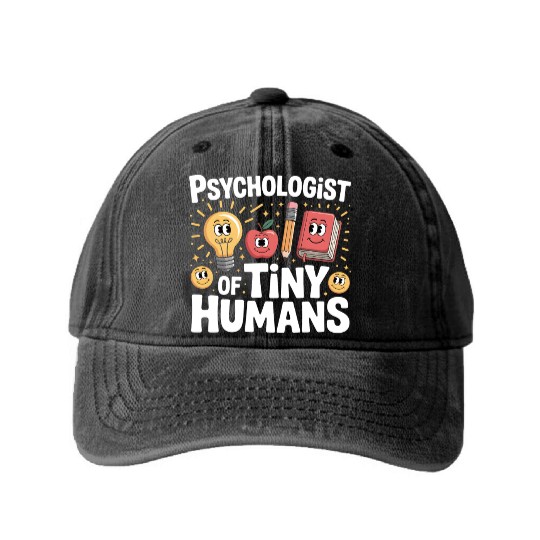 Whimsical Psychology of Tiny Humans Design Washed Denim Baseball Caps