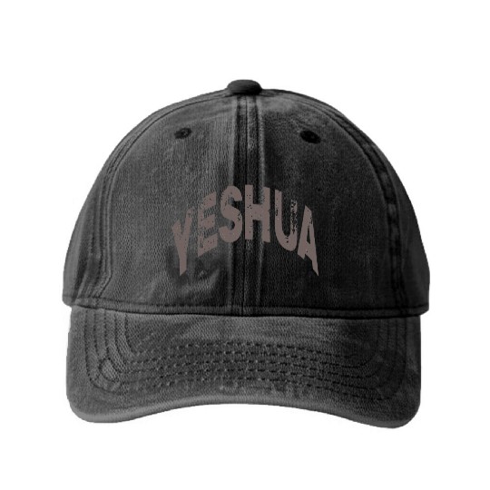 Yeshua Faith Typography Design Washed Denim Baseball Caps