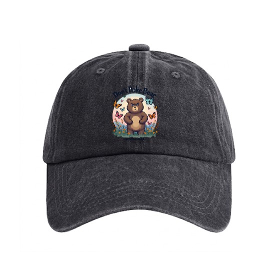 Don't Poke Bear Illustration design for women Washed Denim Baseball Caps
