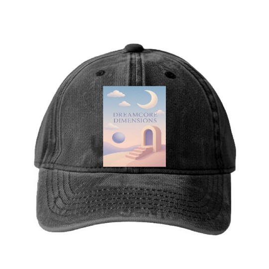 Dreamcore Dimensions Celestial Scene Washed Denim Baseball Caps