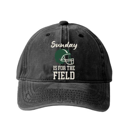 Sunday Football Field Design Washed Denim Baseball Caps