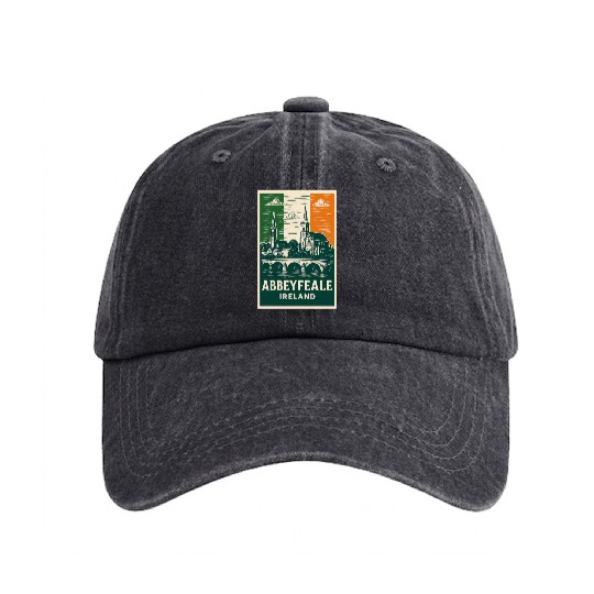 Abbeyfale Ireland Church Skyline Washed Denim Baseball Caps