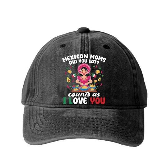 Mexican Moms Abuelita Grandma Food Gift Washed Denim Baseball Caps