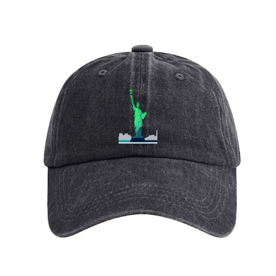Modern Minimal Statue of Liberty – New York Icon Washed Denim Baseball Caps