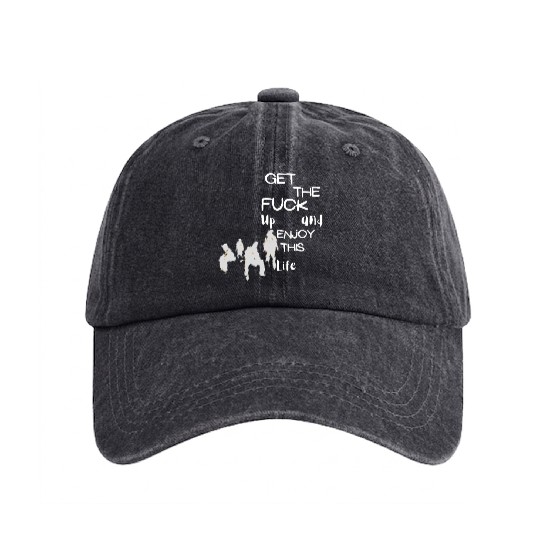 Bold Life Affirmation with Silhouettes Washed Denim Baseball Caps