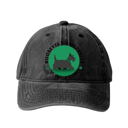 Cute Fala Dog College Illustration Washed Denim Baseball Caps