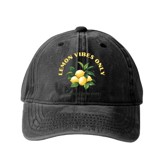 Lemon Vibes Only Washed Denim Baseball Caps