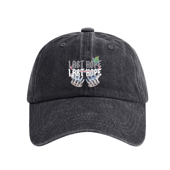 Last Hope Cyber Gothic Y2K Aesthetic Washed Denim Baseball Caps
