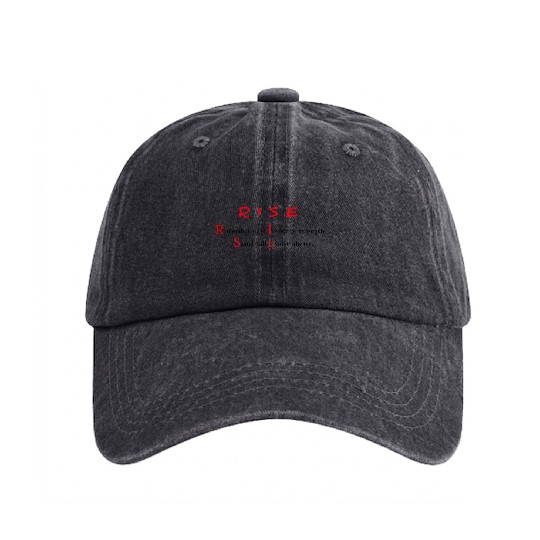 Empowering Rise Typography Design Washed Denim Baseball Caps
