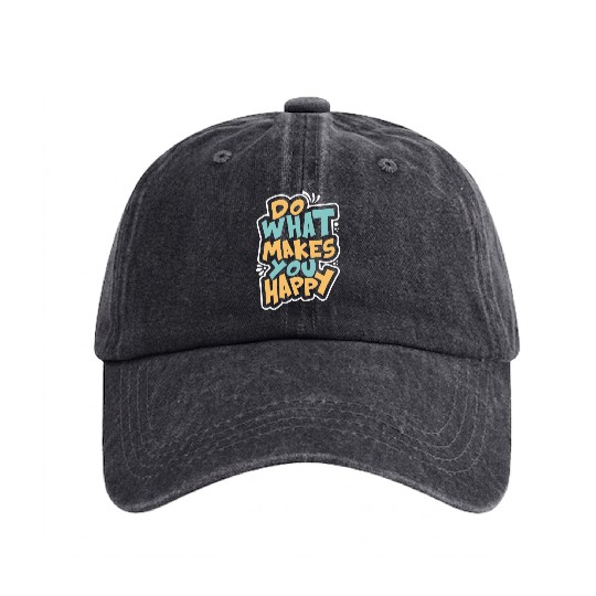 Inspirational Positive Vibes Typography Washed Denim Baseball Caps