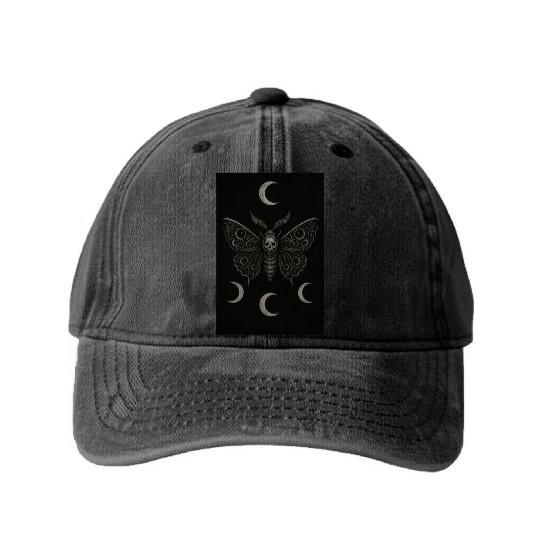 Dark Celestial Butterfly Tapestry Washed Denim Baseball Caps