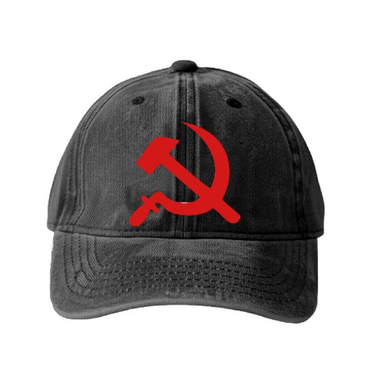 hammer and sickle Washed Denim Baseball Caps