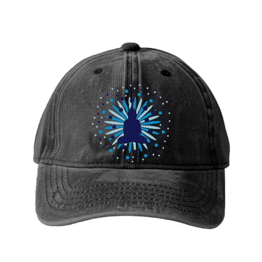A Buddha mandala blossom Washed Denim Baseball Caps