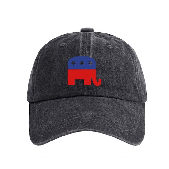Republican elephant Washed Denim Baseball Caps