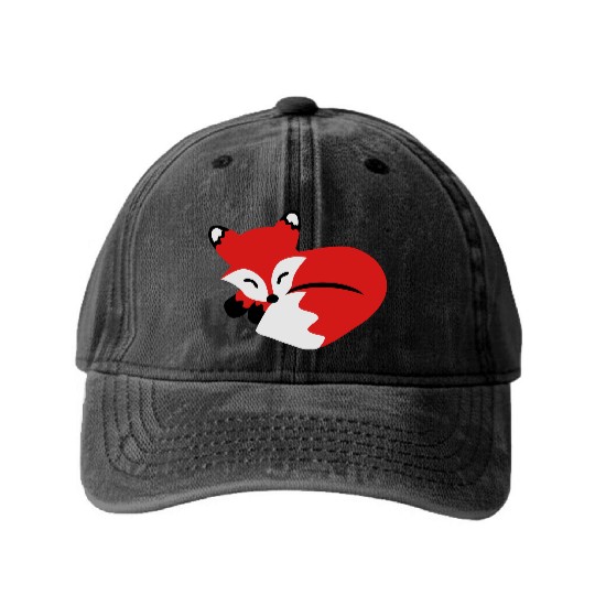 cute sleeping fox Washed Denim Baseball Caps