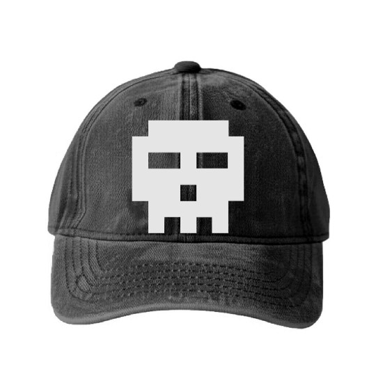 Scott Pilgrim 8-bit Skull Vector Washed Denim Baseball Caps