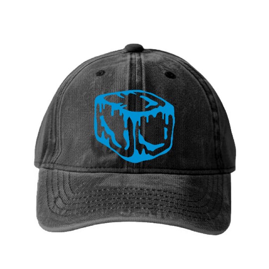 Ice Cube Design Washed Denim Baseball Caps