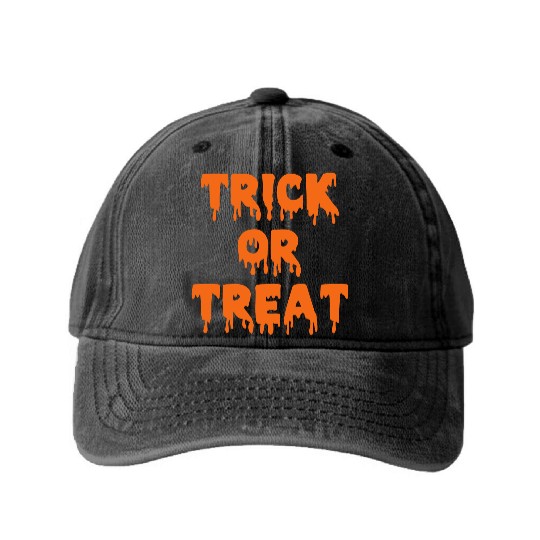 Trick or treat Washed Denim Baseball Caps