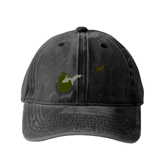 Funny Michigan Yooper Hunting Parody Deer Washed Denim Baseball Caps