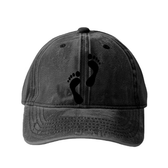 Footprints Walking Washed Denim Baseball Caps