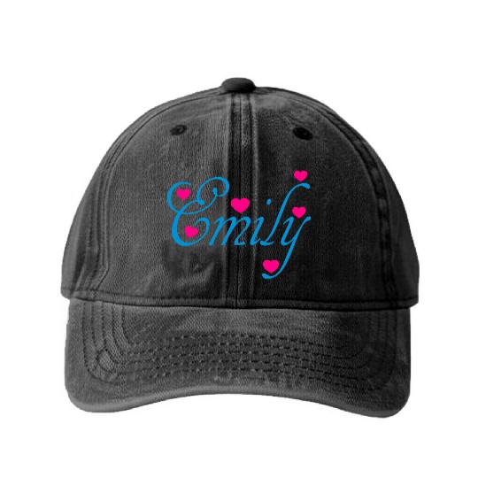♥ټI Love Emily-Vector Cute Confession Designټ♥ Washed Denim Baseball Caps