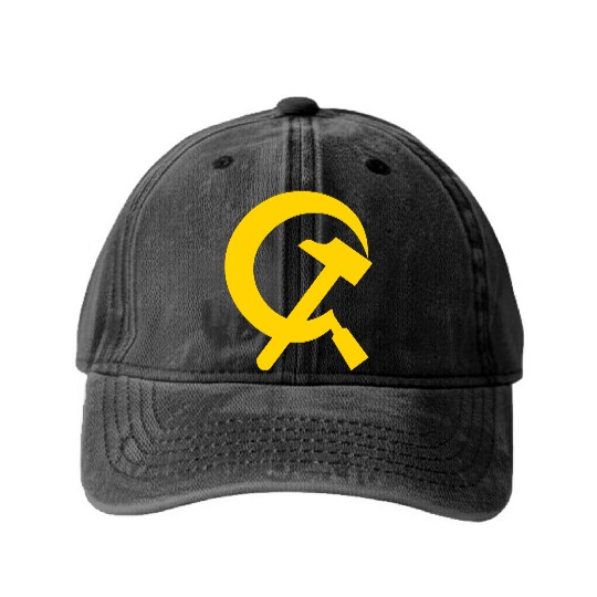Hammer and sickle Washed Denim Baseball Caps