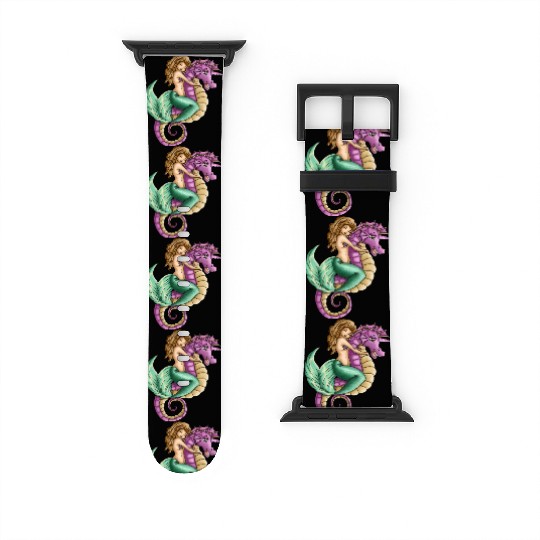 Little mermaid and cute seahorse lovely friendship Watch Bands For Apple Watch